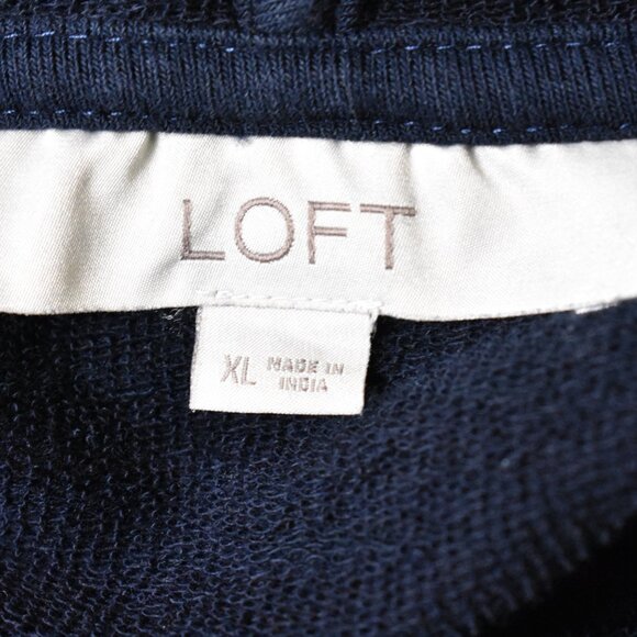 LOFT Hoodie XL Navy Blue Long Sleeve Cotton Blend Draw String - Picture 5 of 5